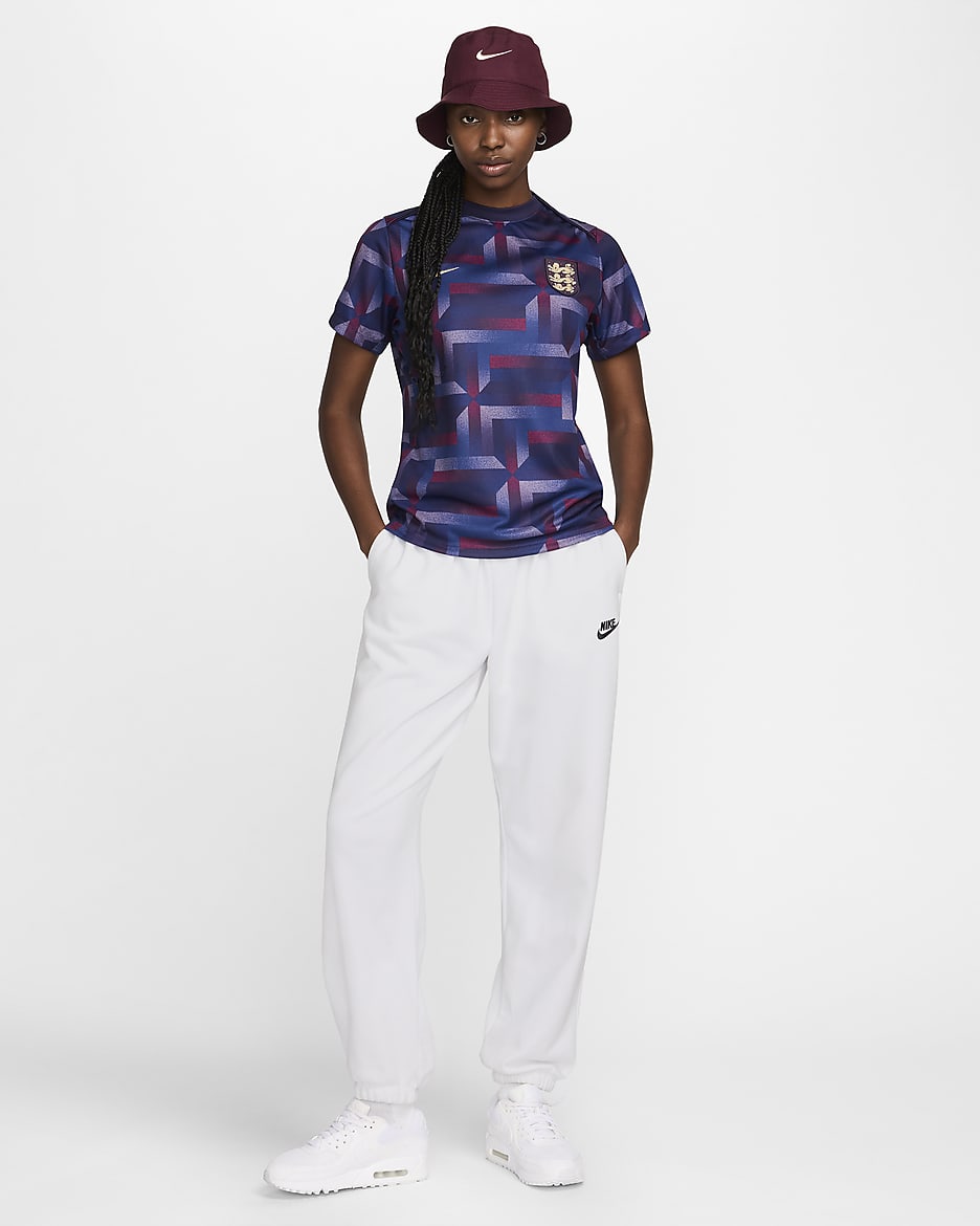 Haut de foot d avant match a manches courtes Nike Dri FIT Angleterre Academy Pro pour femme